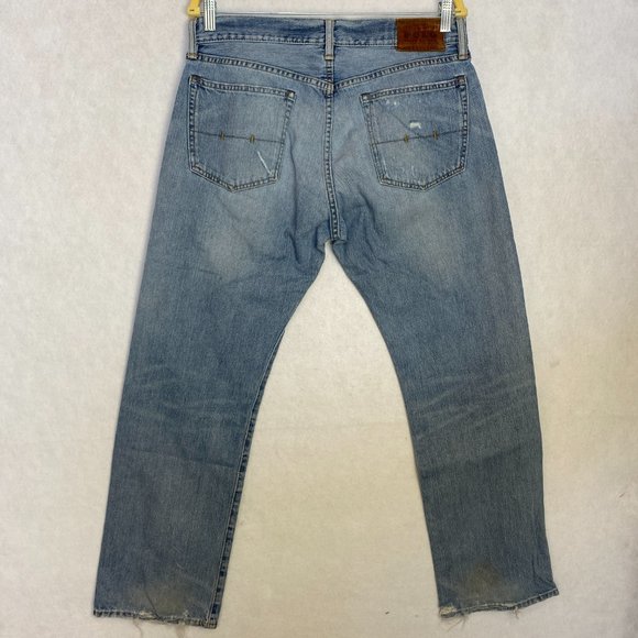 Polo by Ralph Lauren Mens Straight Leg Jeans Distressed Medium Wash Size 32Wx30L - Picture 1 of 11